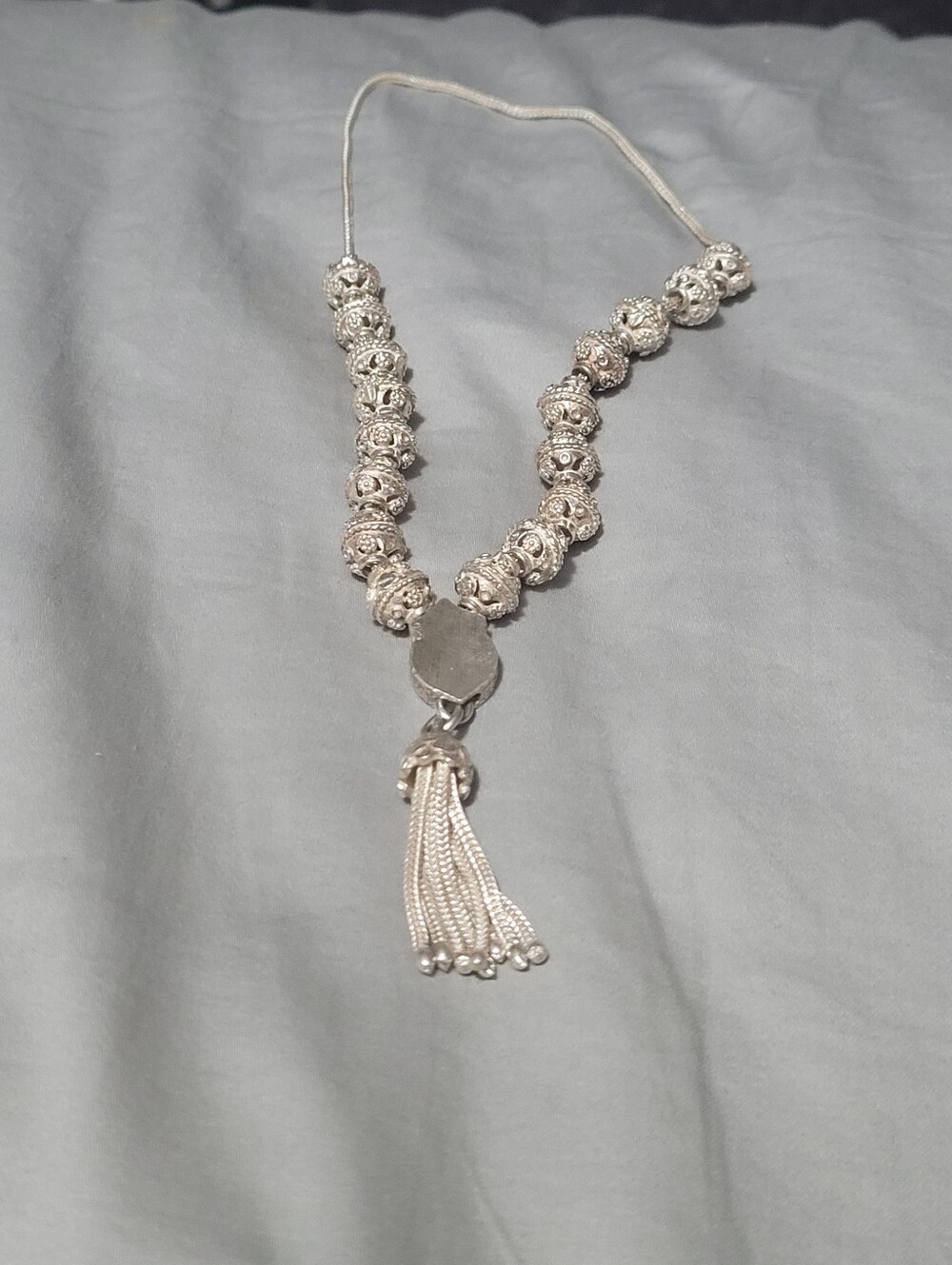 Silver Sterling Beaded Tassel Prayer Beads Women Jewelry